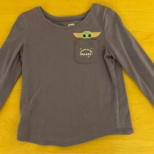 Jumping Beans Gray Long Sleeve Tee with Cute baby Grogu Design Star Wars 5T